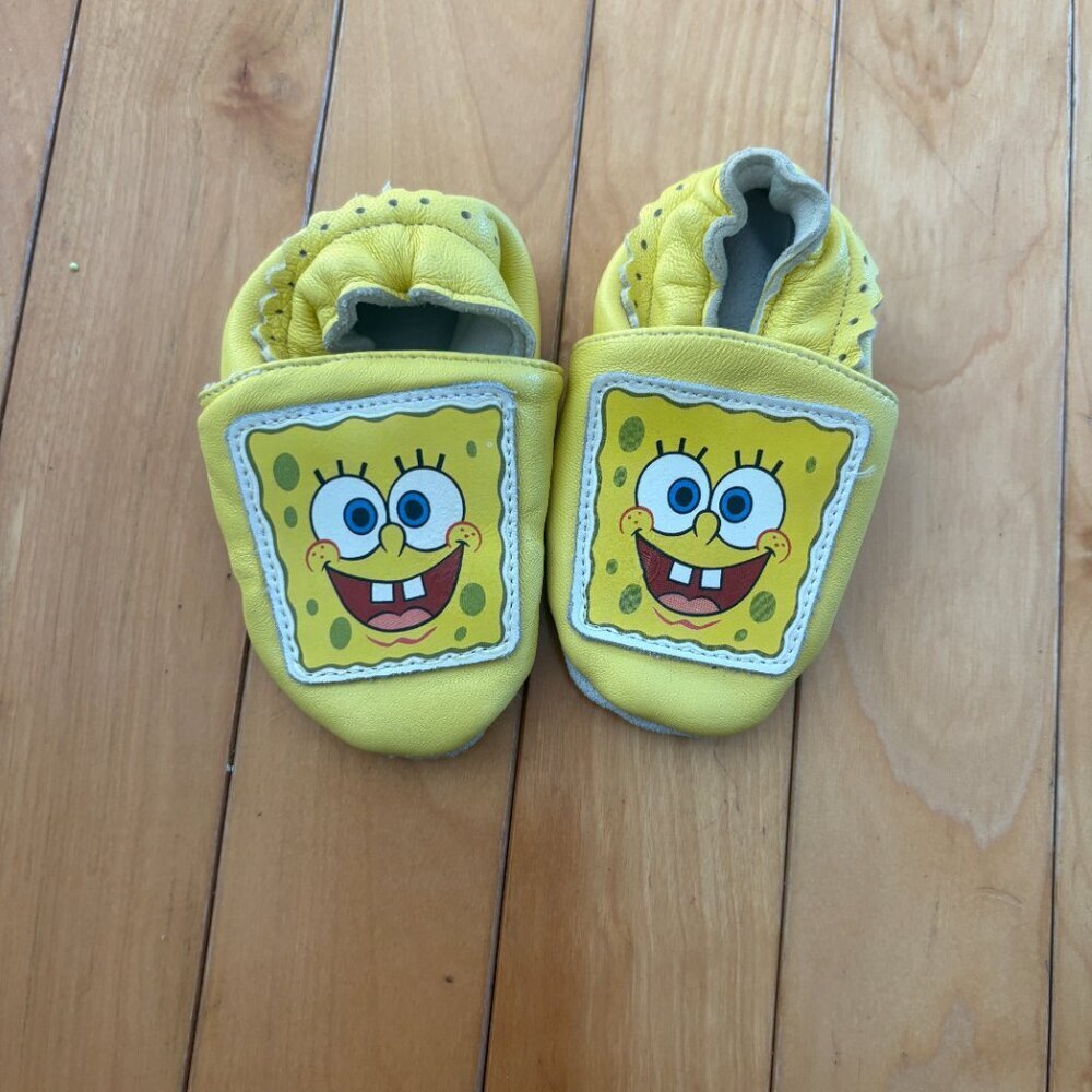 Y2K Sponge Bob Square Pants Baby Slippers / Shoes 2006 0-6 months Viacom